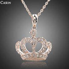18k Rose Gold Plated Austrian Crystal Crown Chain Pendant Necklace Jewelry Gift Crystal Necklace Pendant Austrian Crystal Jewelry Jewelry Necklaces