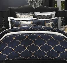 Pin By Ashley Hinojosa On Guest Room Inspiration Bed Linens Luxury Navy Bedding Blue And Gold Bedroom