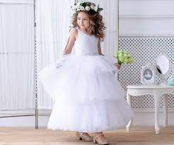 White Flower Girl Dress Tulle Junior Bridesmaid Dress Ivory Etsy Flower Girl Dresses Toddler Flower Girl Dresses White Flower Girl Dresses Tulle