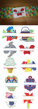 Split Summer Applique Machine Embroidery Machine Embroidery Applique Embroidery Monogram