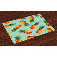 Free Shipping Buy Retro Placemats Set Of 4 Poly Style Pineapples Motif Vintage Beach Summer Modern Ill Kitchen Table Decor Vintage Table Setting Vintage Beach