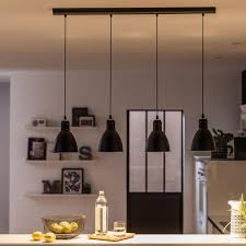Suspension E27 Style Industriel Priddy Metal Noir 4 X 60 W Eglo Suspension Luminaire Cuisine Luminaire Cuisine Luminaire