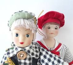 Faith Wick Silvestri Doll Lot 2 Porcelain Boy Ornament Sunflower Overalls 5  In.