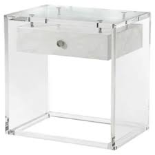 Crafted from manufactured wood, a table is a great option for a variety of styles. Theodore Alexander Generation Modern Faux Carrara Solid Acrylic Side End Table Wide Over 24 W Kathy Kuo Home