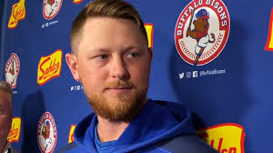 Bisons opening day pitcher Eric Lauer meets the media
