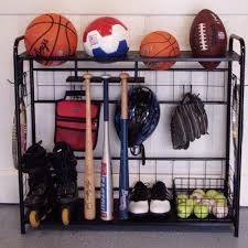 Features Sports Organizer That Can Hold All Your Equipment For Various Sports The Top Has Various P Sports Equipment Storage Sport Rack Sports Organization