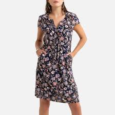 Robe Fluide Imprimee Florale Mi Longue Imprime Fond Bleu Anne Weyburn La Redoute