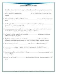 Worksheet Correct Linking Words Choose The Correct Linking Word From The Parenthesis To Complete Each Sentence Linking Words Sentences Words