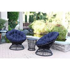 Papasan chair frames are crafted from rattan wood bent into comfy curves, and when paired with the right cushion these chairs elevate the style and comfort of your home. Papasan Espresso Wicker Swivel Chair And Table Set With Midnight Blue Cushion