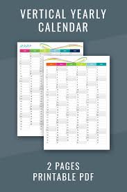 Vertical Yearly Calendar 2019 2020 Year On Two Pages Printable Pdf Template Free Printable Calendar Templates Calendar 2020 Printable Calendar Template