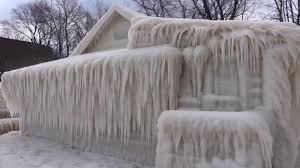 house completely encased in ice ...
