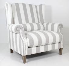Majestic 1 5 Seater Wing Chair In Grey Stripe Luxe Furniture Homewares Striped Chair White Leather Dining Chairs Comfy Office Chair