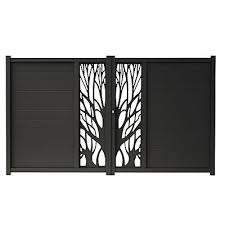 Poteau pvc blanc l 2 55 m section 80 x 80 cm brico depot. Portail Aluminium Blooma Idaho Noir 9017 300 X H 176 Cm Castorama