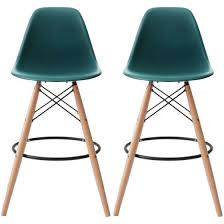 2xhome Set Of 2 25 Seat Height Modern Chair Plastic Bar Stool Counter Stools With Back Eiffel Chairs Natural Wood Legs Blue Walmart Com Counter Stools With Backs Contemporary Counter Stools