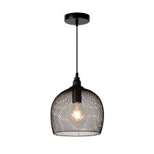 Lucide 43404 22 30 Mesh Vintage Round Metal Black Pendant Light Ideas4lighting