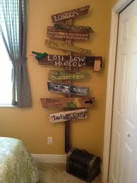 Customized Directional Sign Wooden Mile Marker Peter Pan Neverland Sign Nursery Peter Pan Nursery Peter Pan Bedroom Pirate Room