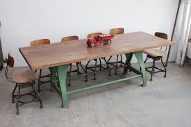 Vintage Industrial 8 Dining Conference Table Cast Iron Legs Butcher Block 1930s Ebay Wood Slab Table Vintage Industrial Cast Iron Legs