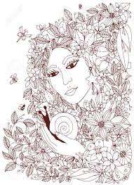 Coloriage par code de couleur et numéro à imprimer. Belle Femme Avec Escargot Dans Les Couleurs Design For Livre A Colorier Adultes Coloriage Style Enchevetrement Zen Dessines A La Main Vecteur Impression Brown White Clip Art Libres De Droits Vecteurs