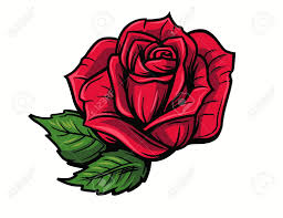 Red Rose Cartoon Style On White Background Cartoon Rose Rose Tattoos For Men Red Rose Tattoo