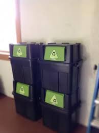 Rubbermaid 24 5 Gal Stackable Recycling Bin 1803653 The Home Depot Indoor Recycling Bins Recycling Bins Recycling Bin Storage