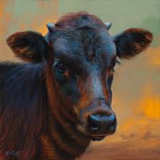 Indigo Crossing By Teresa Elliott Oil 20 X 20 Farm Animal Paintings Realistic Paintings Cow Painting