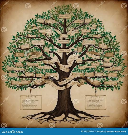 Detailed Family Tree Across Generations on Vintage Parchment Paper Stock  Illustration - Illustration of dates, historical: 370259116