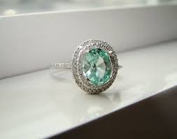 Oval Halo Mint Blue Green Garnet Diamond Ring Gemstone Etsy Gemstone Engagement Rings Garnet And Diamond Ring Gemstone Engagement