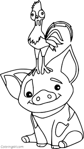 Find the best moana coloring pages for kids & for adults, print and color 67 moana coloring pages for free from our coloring book. Heihei Stands On The Head Of Pua Coloring Page Coloringall