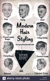 1950s Usa Barbershop Haircut Charts Book Plate Stock Photo