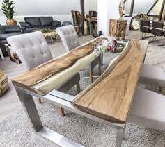 Der Tischonkel Designertisch Massivholztisch Mit Glas Und Edelstahl Holztisch Mit Glas Wohnzimmer Design Holztisch