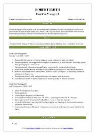 You will be responsible for selling portable buildings. Used Car Manager Resume Samples Qwikresume
