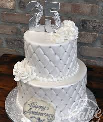Best flowers for 25th anniversary. Silver 25th Wedding Anniversary Cake Custom Cake With Elegant Design And Flowers