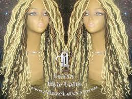 Black And Platinum Blonde Faux Locs Pin On Goddess Faux Loc Wig Unit