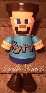 A Personal Favorite From My Etsy Shop Https Www Etsy Com Listing 201245501 Clay Pot People Mine Craft Birthday Pot Clay Pot Crafts Clay Pots Clay Flower Pots