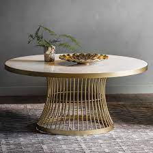 Gold medium round metal coffee table with lift top. Marble Topped Round Coffee Table Gold Primrose Plum