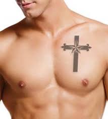 Cross wings big tattoo on chest. 150 Best Cross Tattoos For Men 2020