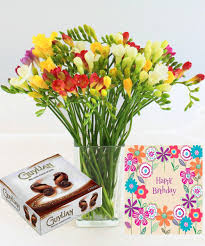 Welcome to guernsey flowers by post the home of guernsey flowers. Order Our Birthday Freesia Gift Online For Uk Birthday Flower Delivery Guernsey Flowers By Post