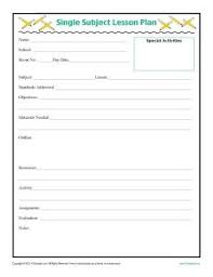 Daily Single Subject Lesson Plan Template Elementary Weekly Lesson Plan Template Printable Lesson Plans Library Lesson Plans