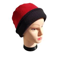 Red and Black Fleece Hat for Men or Women, Double Layer, Warm Fleece from Polartec LLC. Fast and !!