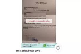 Surat Bebas Covid 19 Gratis Rapid Dan Swab Testnya Yang Bayar