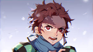 Tanjiro and nezuko, along with zenitsu and inosuke, join one of the most powerful swordsmen within the demon slayer corps, flame hashira kyojuro rengoku, to face the. Demon Slayer Tanjirou Kamado With Brown Hair With Shallow Background Of Blue Sky Hd Anime Wallpapers Hd Wallpapers Id 40389