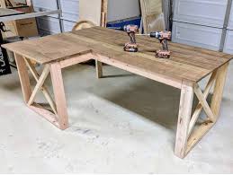 Need an office desk with a farmhouse feel? L Shaped Double X Desk Handmade Haven