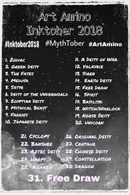 Aa Inktober 2018 Prompt List Wiki Art Amino 30 Day Art Challenge Creative Drawing Prompts 30 Day Drawing Challenge