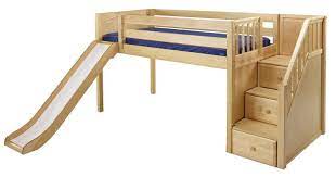 This listing is for the solid wood full loft bed structure with removable storage stairs & removable slide. Low Loft Bed Bunk Beds For Kids Kids Room Ideas Toddler Bed Loft Beds Kid Room Loft Bed With Slide Kids Ro Bunk Beds Low Loft Beds Bunk Beds With Stairs