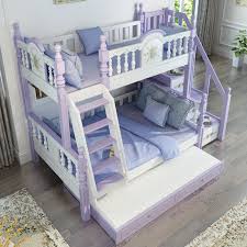 Purple bunk bed with desk and wardrobe stairs position on either side. Modern Bedroom Furniture White Purple Solid Wood Bunk Bed For Children Bedroom Sets Aliexpress