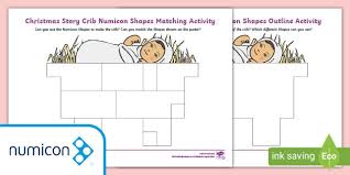 These free festive shape puzzles are featuring fun shaped santas and smiling reindeer! Christmas Crib Numicon Shape Outline And Matching Posters