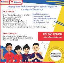 Adapun dibawah ini adalah posisi jabatan yang saat ini tersedia bagi anda para pencari kerja yang tertarik untuk mengembangkan karir anda bersama alfamart purbalingga dengan kualifikasi sebagai berikut. Lowongan Store Crew Alfamart Ketapang 2021