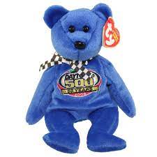 Garcias with misprinted tags can go for a couple thousand bucks on ebay, but more typically he's available for less. Ty Beanie Baby Racing Gold The Nascar Bear Blue Version 8 5 Inch Bbtoystore Com Toys Plush Trading Cards Action Figures Games Online Retail Store Shop Sale