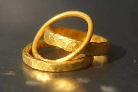 24k Wedding Band 24k Yellow Gold Artisan Hammered Handmade Fine Gold Ring Mans Gold Ring Unisex Solid Gold 24k Gold Wedding Band Ring Gold Rings Mens Gold Rings Wedding Ring Bands