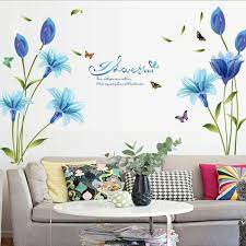 Sometimes you need to give some inspirational message to your employees, this is the cool idea. Yapthes Wall Labels Stickers Phrases Written Blue Lilies Flowers Vinyl Wall Decals Stickers In The Home Decoration Home Home Decor Accents Urbytus Com